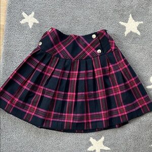 Jacadi Pink and Navy Plaid A-Line Skirt